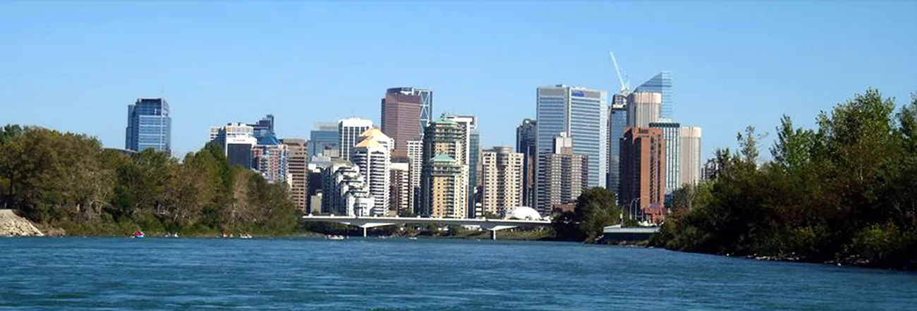 Calgary Downtown Skyline from Bow River Rafting-sliver